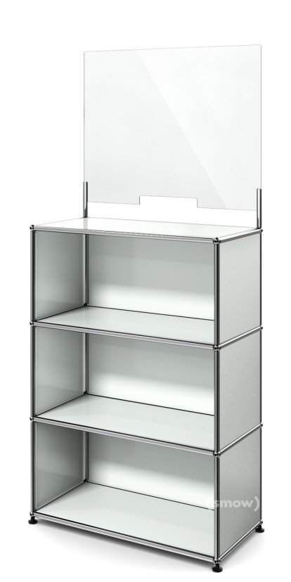 USM Haller Counter M with Security Screen, Light grey RAL 7035, With feet