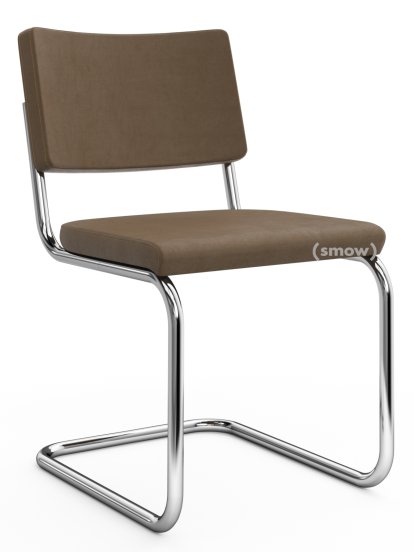 S 32 PV / S 64 PV Pure Materials Cantilever Chair, Nubuk Leather mid-brown, Without armrests