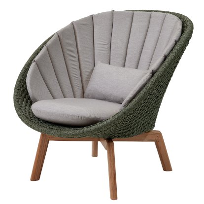 Peacock Lounge Chair, Medium flat soft Rope - Dark green, Natté - Taupe