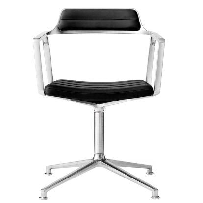 Swivel 452 Chair, Black leather, Polished