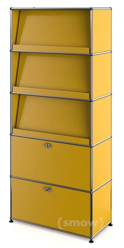 USM Haller Storage Unit with 3 Angled Shelves, Golden yellow RAL 1004