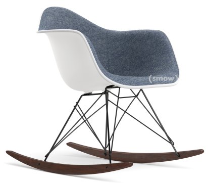 Eames Plastic Armchair RE RAR with Upholstery, White non-RE, With full upholstery, Dark blue / ivory, White, Basic dark/dark maple