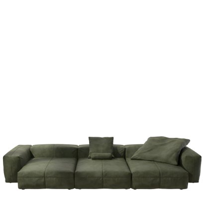 Vetsak Sofa Set 5, Leather - Olive, With cushions