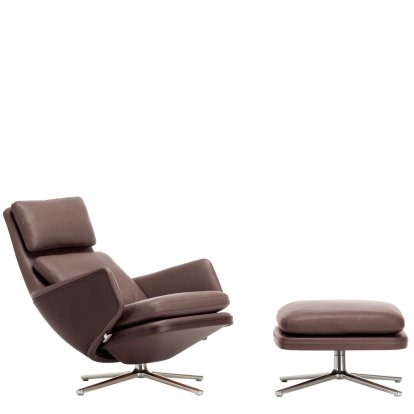 Grand Relax Lounge Chair, With Ottoman, Leather Premium F, chestnut, Polished, 41,5 cm