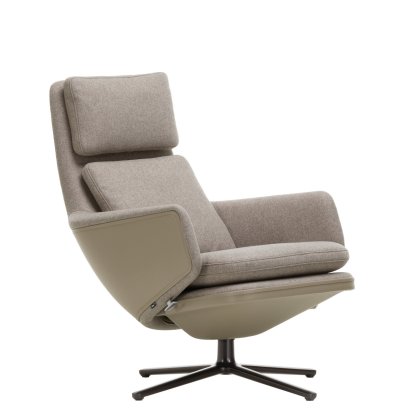 Grand Relax Lounge Chair, Without Ottoman, Cosy fabric, fossil / Leather Forte, sand, Basic dark, 46,5 cm