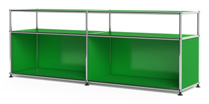 USM Haller Lowboard L with Extension, Customisable, USM green, Open, Without cable entry hole