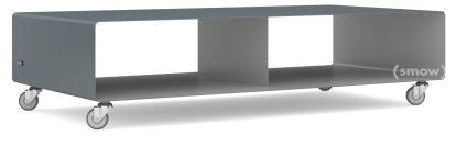 TV Lowboard R 200, Bicoloured, Basalt grey (RAL 7012) - White aluminium (RAL 9006), Industrial castors