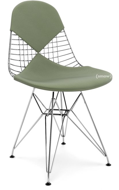 Seat Cushion for Wire Chair (DKR/DKW/DKX/LKR), Seat and backrest cushion (Bikini), Hopsak, Ivory / forest