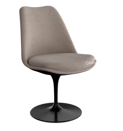 Saarinen Tulip Chair, Swivel, Upholstered inner shell and seat cushion, Black, Beige (Eva 177)