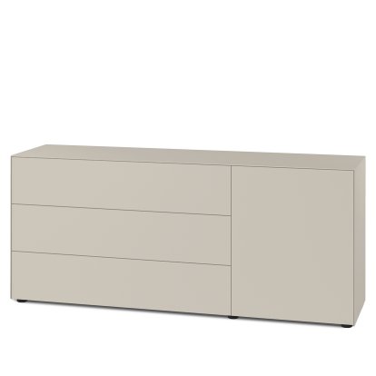 Nex Pur Box 2.0 with drawers and doors, 48 cm, H 75 cm x B 180 cm (with door and three drawers), Silk