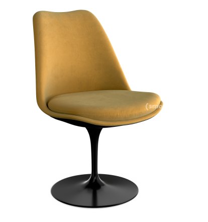 Saarinen Tulip Chair, Swivel, Upholstered inner shell and seat cushion, Black, Gold (Eva 154)