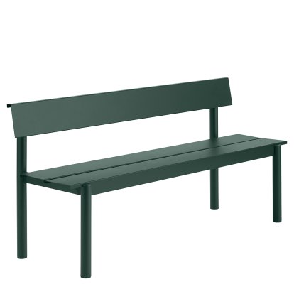 Linear steel bench with backrest, L 170 x W 50,9 cm, Dark green
