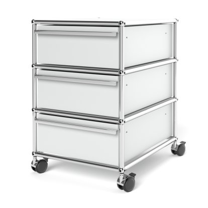 USM Haller Mobile Pedestal with 3 Drawers Type I (with Counterbalance), No locks, USM matte silver