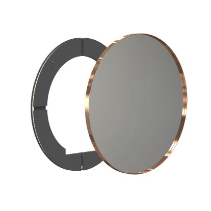 Unu mirror with LED lighting round (set), ø 80 cm, Brushed copper