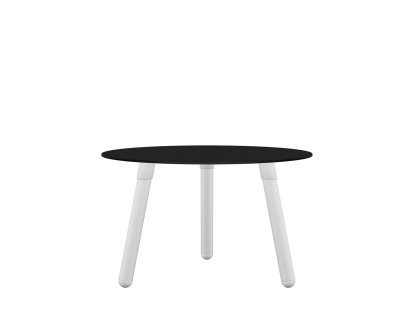 BCN Side Table, Laminate black, White varnished beech, H 33 x ø 55 cm