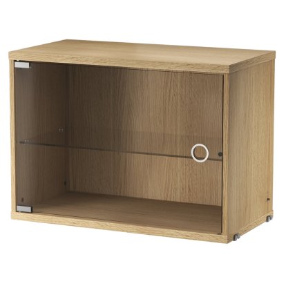 String System Cabinet Element with Swing Glass Door, Oak veneer