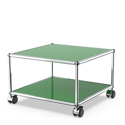 USM Haller Side Table with Castors, USM green, Hard castors for carpets