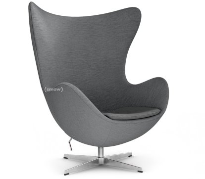 Egg Chair, Christianshavn, Christianshavn 1171 - Light Grey, Satin polished aluminium, Without footstool