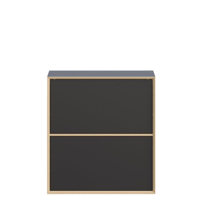 Vertical Shoe Cabinet, Two drawers, Black matt