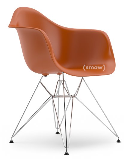 Eames Plastic Armchair RE DAR, Rusty orange, Without upholstery, Without upholstery, Standard version - 43 cm, Chrome-plated