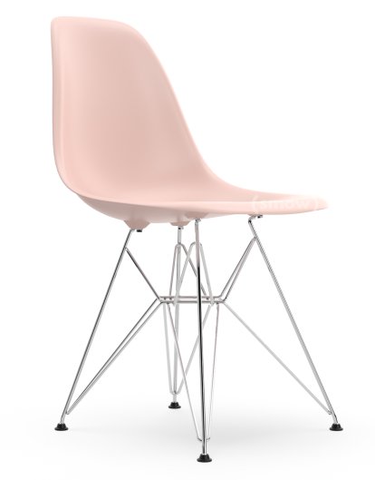 Details Vitra Eames Plastic Side Chair RE DSR Eames Plastic Side Chair RE DSR, Pale rose, Without upholstery, Without upholstery, Standard version - 43 cm, Chrome-plated
