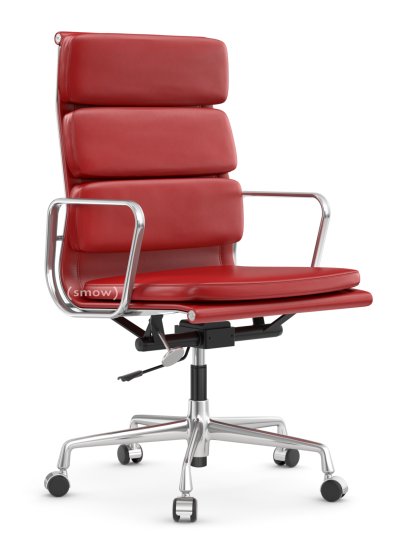 Soft Pad Group EA 219, Polished, Leather Premium F red, Plano poppy red, Soft castors for hard floor surfaces