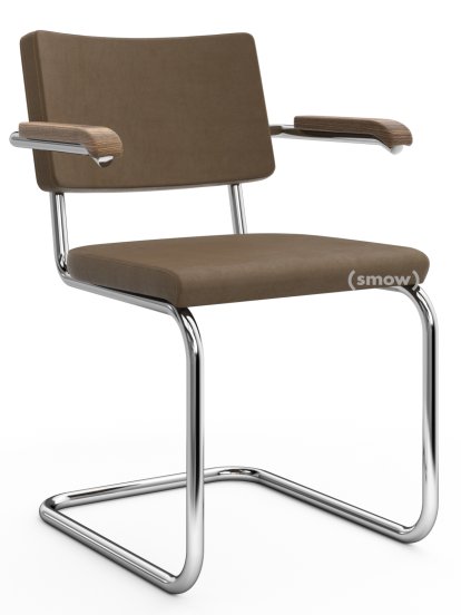 S 32 PV / S 64 PV Pure Materials Cantilever Chair, Nubuk Leather mid-brown, Walnut