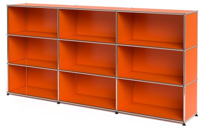 USM Haller Highboard XL, Customisable, Pure orange RAL 2004, Open, Open, Open