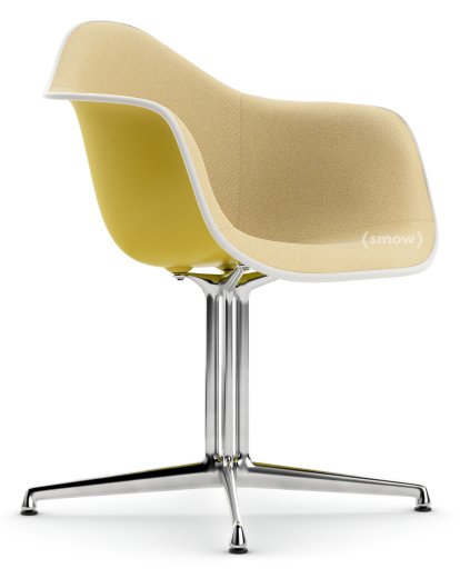 Eames Plastic Armchair RE DAL, Mustard, With full upholstery, Mustard / ivory