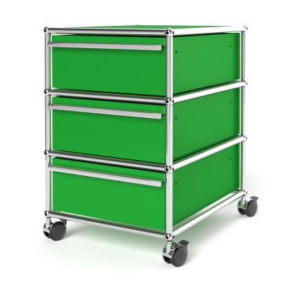 USM Haller Mobile Pedestal with 3 Drawers Type I (with Counterbalance), No locks, USM green