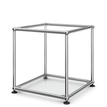 USM Haller Side Table 35, Both panels glass, Clear glass