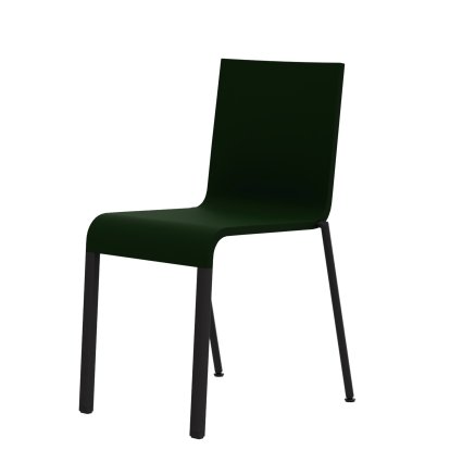 .03 Chair, Stackable, Base powder-coated black, Without armrests, Dark green
