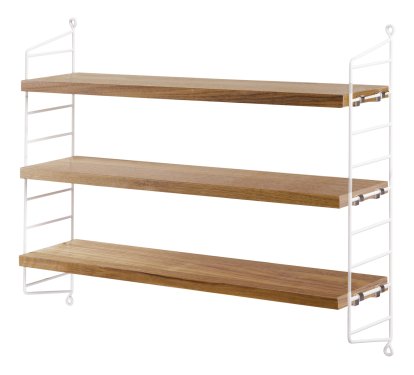 String Pocket, Shelves oak, panels white