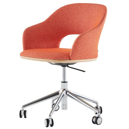 521 Swivel Chair, Polished aluminium, Fabric Cento - coral