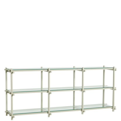 Woody Shelf, H 85,5 cm x W 206,5 cm, Smokey grey / glass