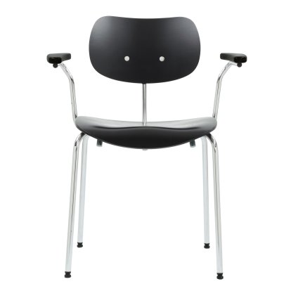 SE 68, Stackable, Without upholstery, Chrome-plated, With armrests, Black stained