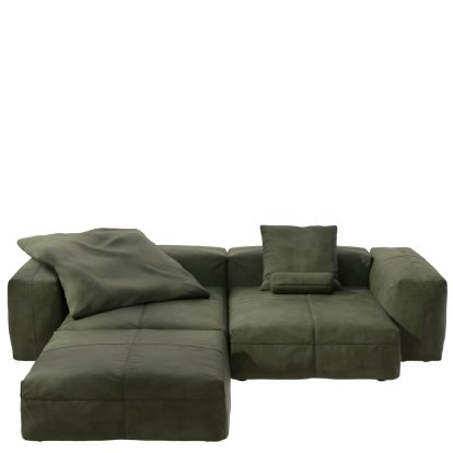 Vetsak Sofa Set 3, Leather - Olive, With cushions