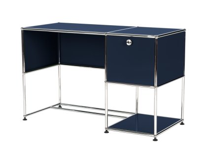 Details USM Haller USM Haller Home Office Desk USM Haller Home Office Desk, Steel blue RAL 5011, With cable entry hole