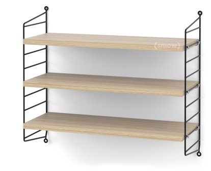 String System Shelf S, 20 cm, Black, Oak veneer