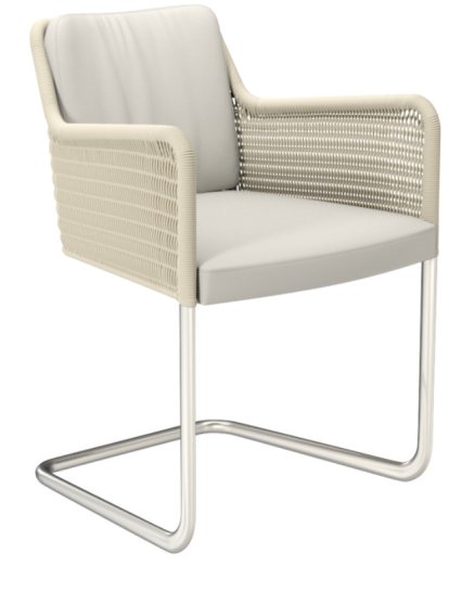 D43 Chair, Leather , Cream white, Stainless steel, matt