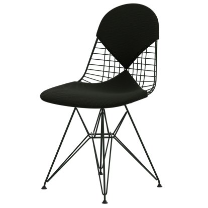 Wire Chair DKR , Powder-coated dark green, Seat and backrest cushion (Bikini), Apollo forest / black