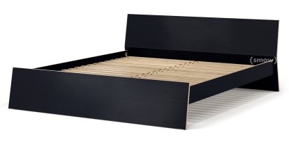 Stockholm Bed, 180 x 200 cm, Black-brown, With headboard, With slatted frame