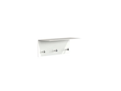 Unu wall coat rack, Without rod, With 3 hooks, White matt / polished stainless steel 
