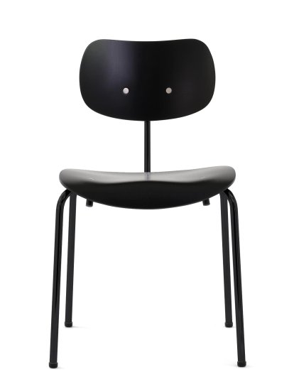 SE 68, Stackable, Without upholstery, Matt black powder-coated, Without armrests, Black stained