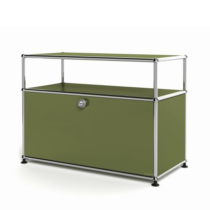 Details USM Haller USM Haller Lowboard M with Extension, Customisable USM Haller Lowboard M with Extension, Customisable, Olive green RAL 6003, With drop-down door, Without cable entry hole