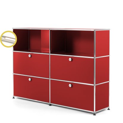 USM Haller E Highboard L with Compartment Lighting, USM ruby red, Warm white