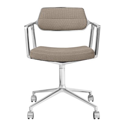 Swivel 453 Swivel Chair on Castors, wool linen mix dark sand, Polished
