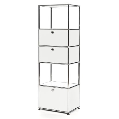 USM Haller living room shelf M type 2, Pure white RAL 9010, With 3 drop-down doors