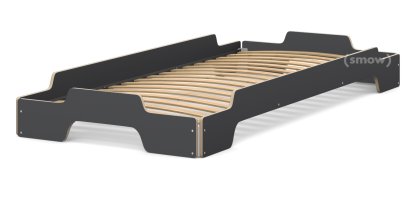 Details Müller Small Living Stacking Bed Stacking Bed, 90 x 200, Anthracite CPL, edges ioled and waxed, Rollable