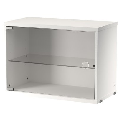 String System Cabinet Element with Swing Glass Door, White lacquered